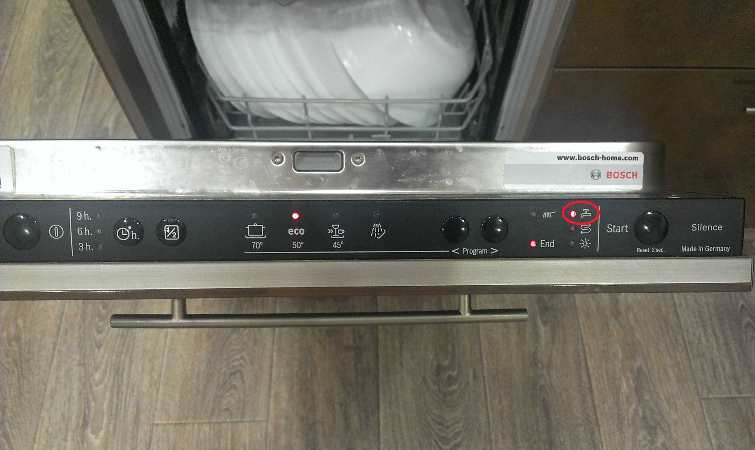Hansa значки на панели посудомоечной машины