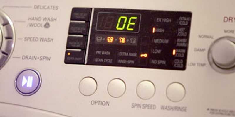 Ошибка oe стиральной машины lg: что означает код, который выдает стиралка лджи (при отжиме и не только), что делать и как исправить неполадку?