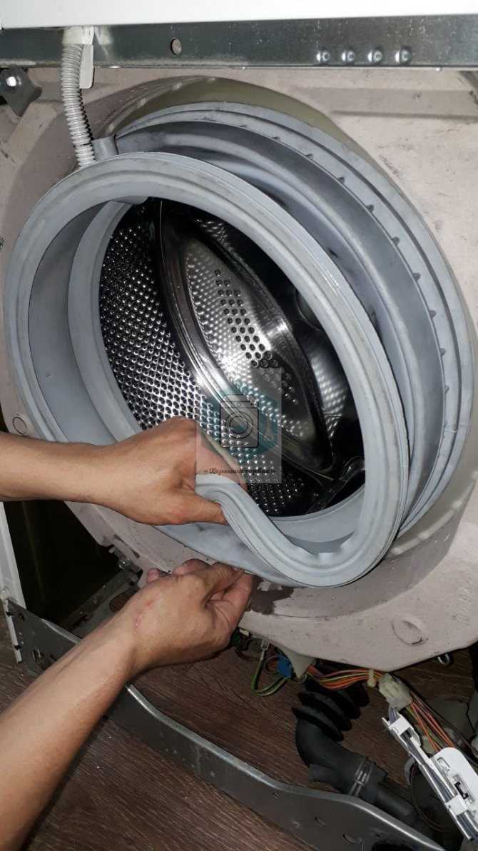 Как выяснить, что требуется замена манжеты Наденьте резинку на барабан стиральной машины без вызова мастера: подробная инструкция с фото и видео